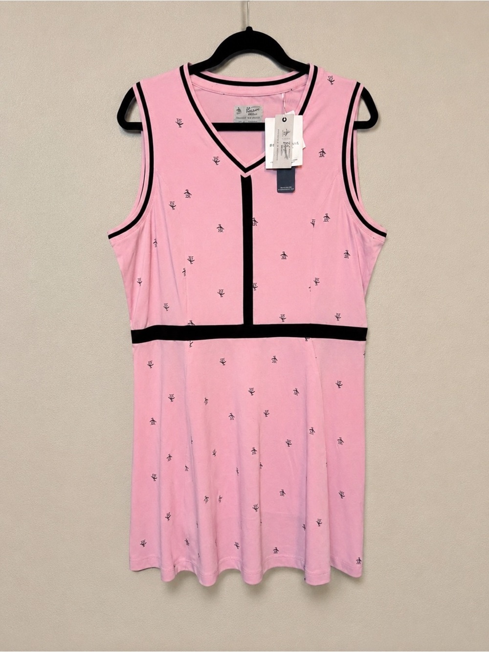 Original Penguin Pink Sleeveless Tank Top with Black Trim